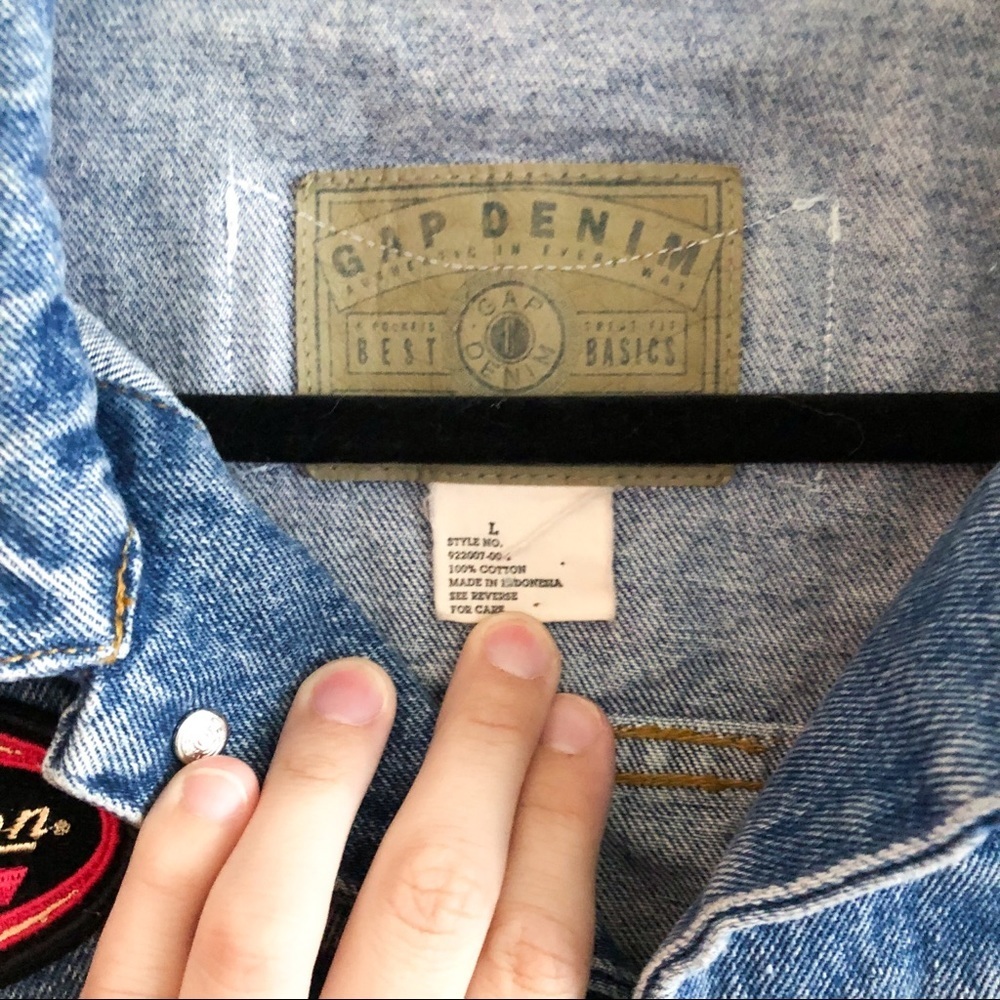 Vintage‎ Gap Denim Harley Davidson Patch Biker Jacket - Picture 5 of 9